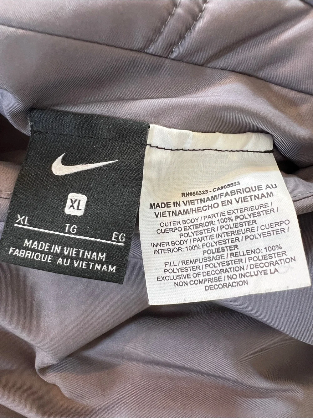 Men's Nike Reversible Gray Jacket Coat Size XL Full Zip